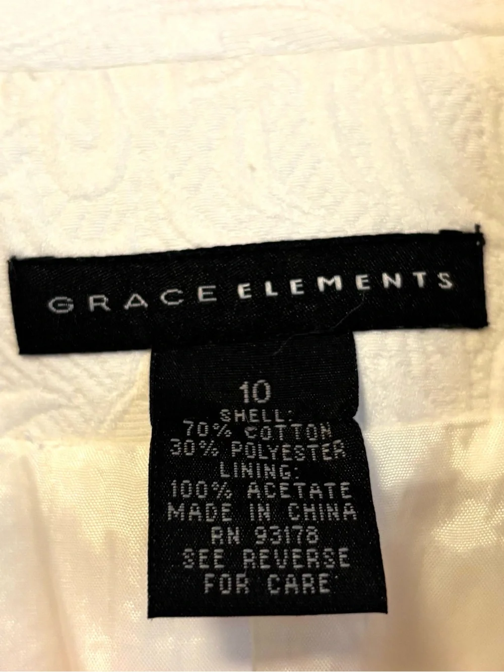 Grace Elements White Embossed Button-Front Trench Coat